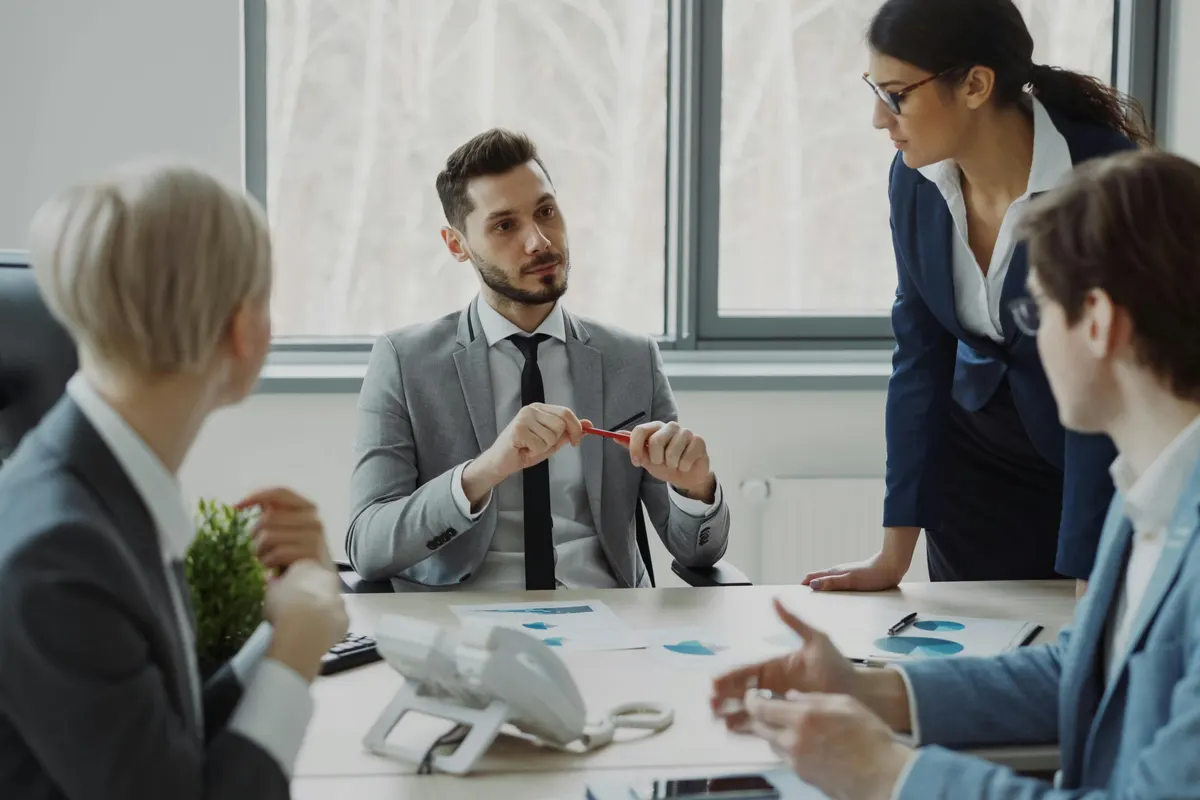 Accountant reviewing figures with a client